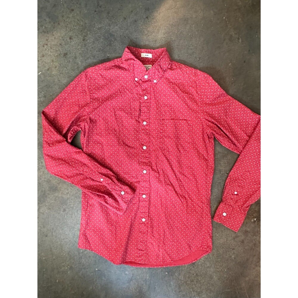 J.Crew Slim Fit Button Up Shirt Small Red Secret Wash Shirting